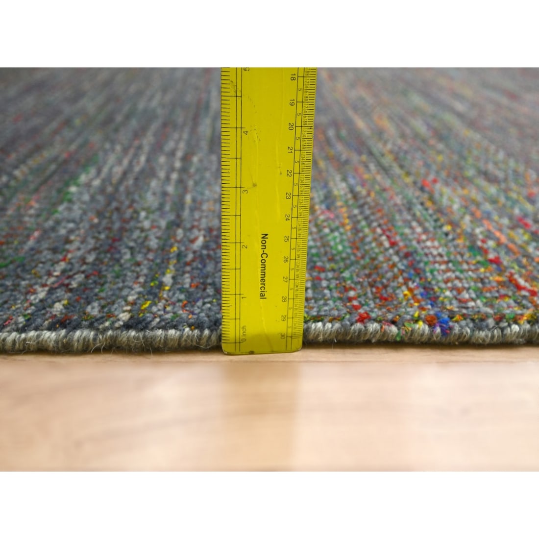 Rug 10'2"x13'10" Gray Modern Hand Knotted Grass Design Wool and Silk - 10