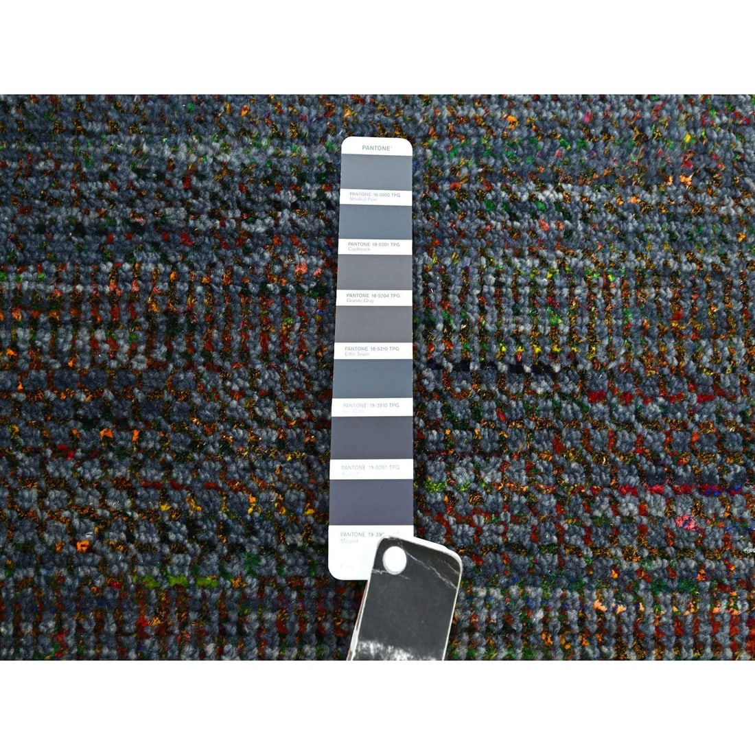 Rug 10'2"x13'10" Gray Modern Hand Knotted Grass Design Wool and Silk - 7