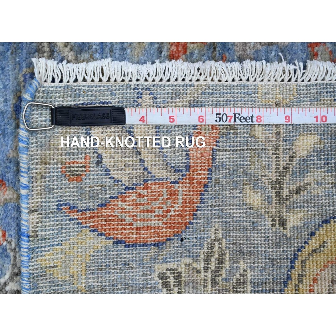 Rug 2'x3' Blue Afghan Peshawar Birds Design Soft Wool Hand Knotted Mat - 6