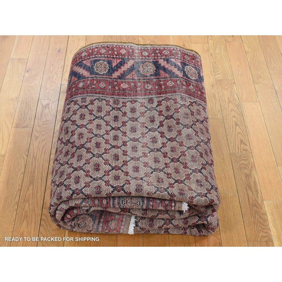 Rug 5'x9'6" Brown New Zoroastrian Serrib Pure Wool Hand Knotted Runner - 7