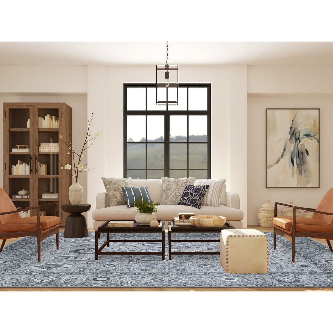 Rug 9'1"x12'3" Gray Peshawar Sultanabad All Over Design Hand Knotted Wool - 2