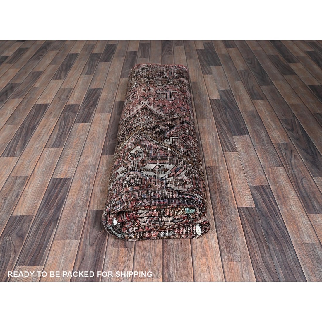 Rug 8'4"x10'3" Blush Red Vintage Zoroastrian Heris 100% Wool Hand Knotted - 10