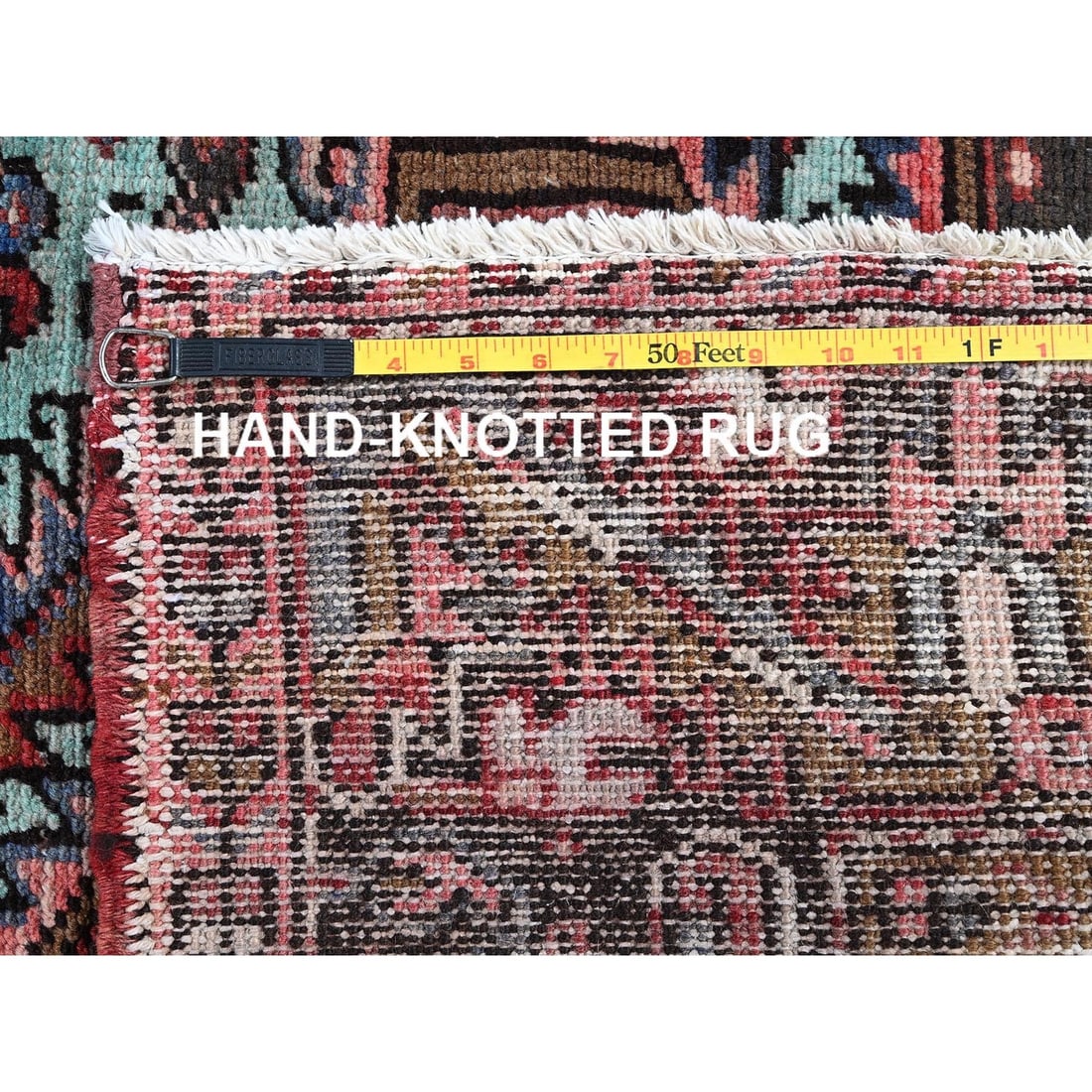 Rug 8'4"x10'3" Blush Red Vintage Zoroastrian Heris 100% Wool Hand Knotted - 12