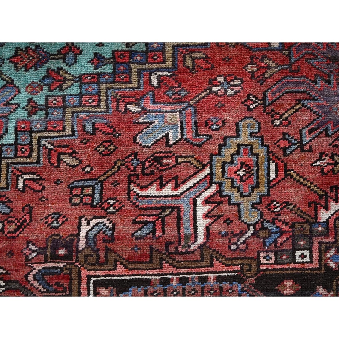 Rug 8'4"x10'3" Blush Red Vintage Zoroastrian Heris 100% Wool Hand Knotted - 8