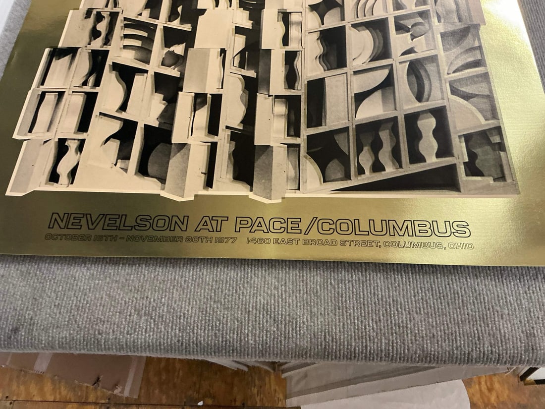 Gold LOUISE NEVELSON Gold Dust and Shadows 24.25" x 26" Foil Print 1977 Abstract - 10