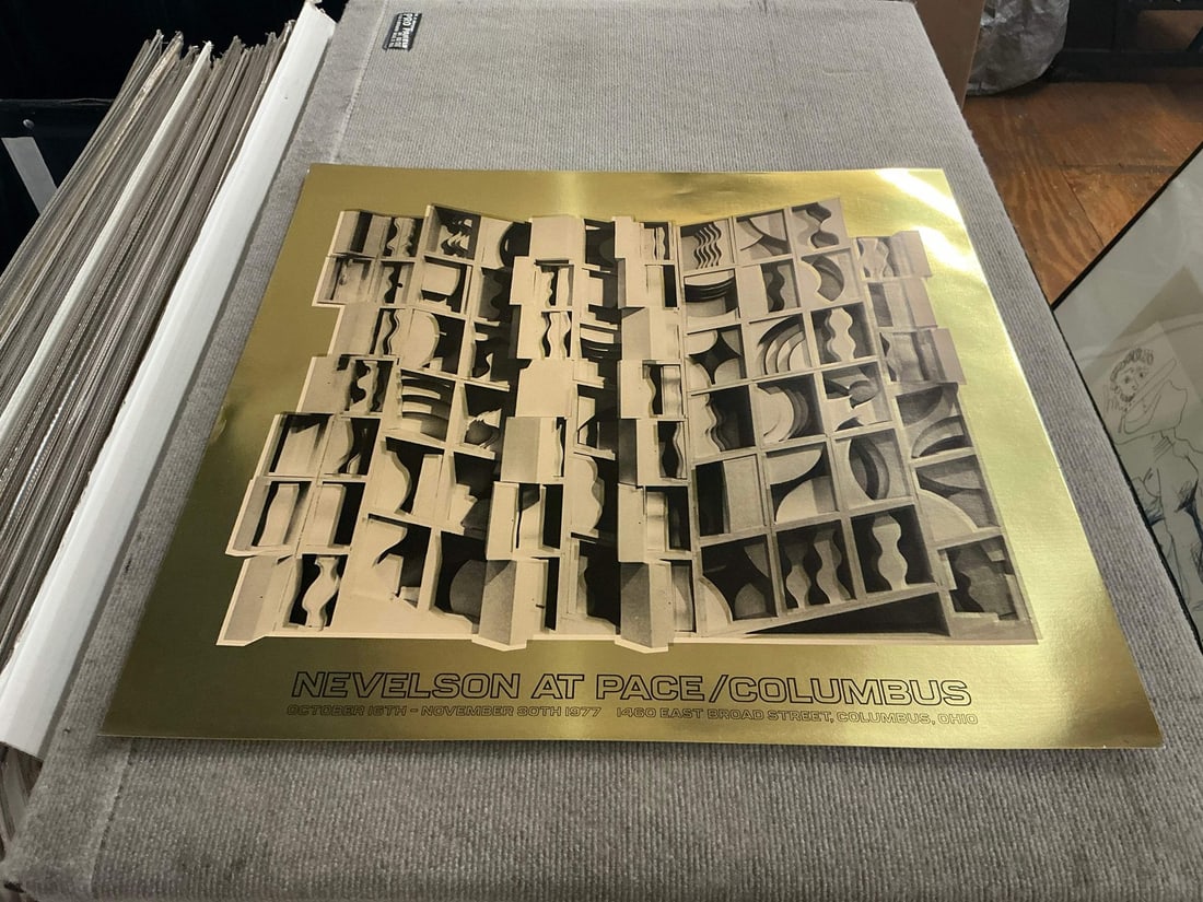 Gold LOUISE NEVELSON Gold Dust and Shadows 24.25" x 26" Foil Print 1977 Abstract - 2