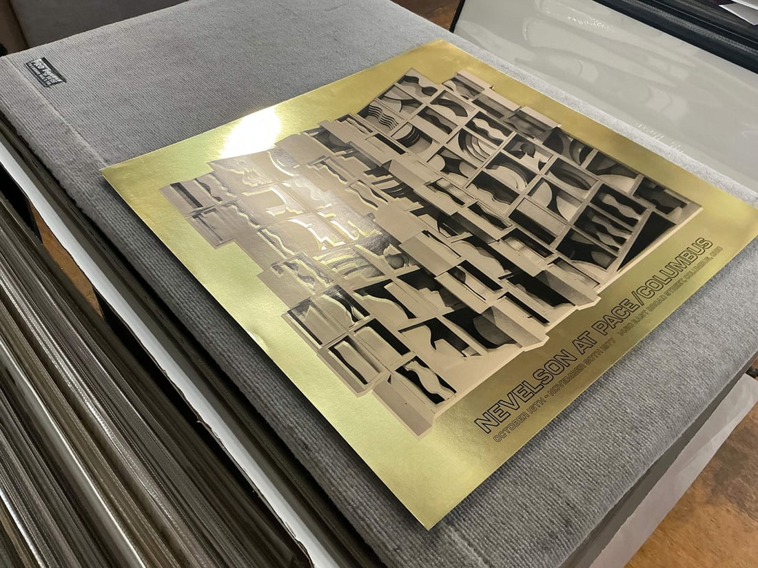 Gold LOUISE NEVELSON Gold Dust and Shadows 24.25" x 26" Foil Print 1977 Abstract - 4