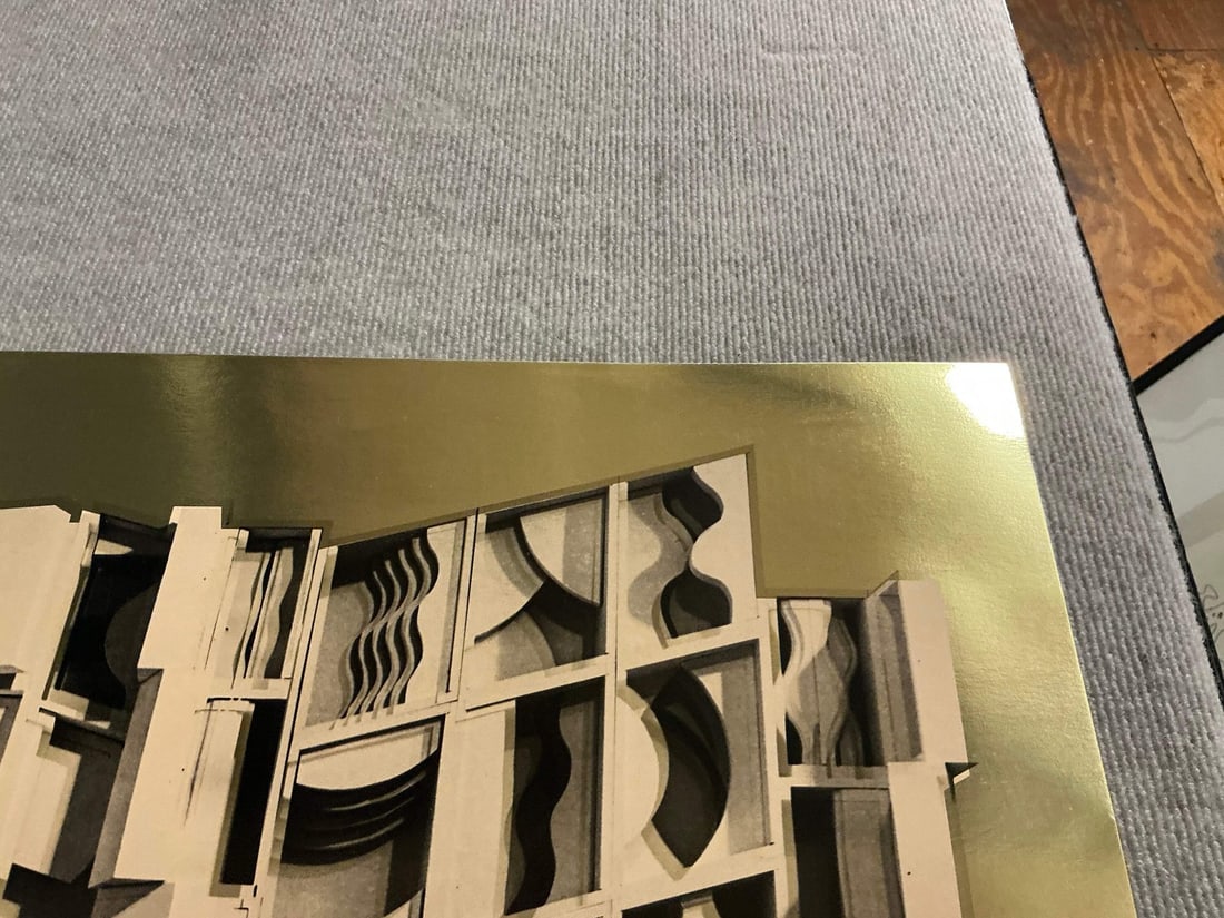 Gold LOUISE NEVELSON Gold Dust and Shadows 24.25" x 26" Foil Print 1977 Abstract - 7