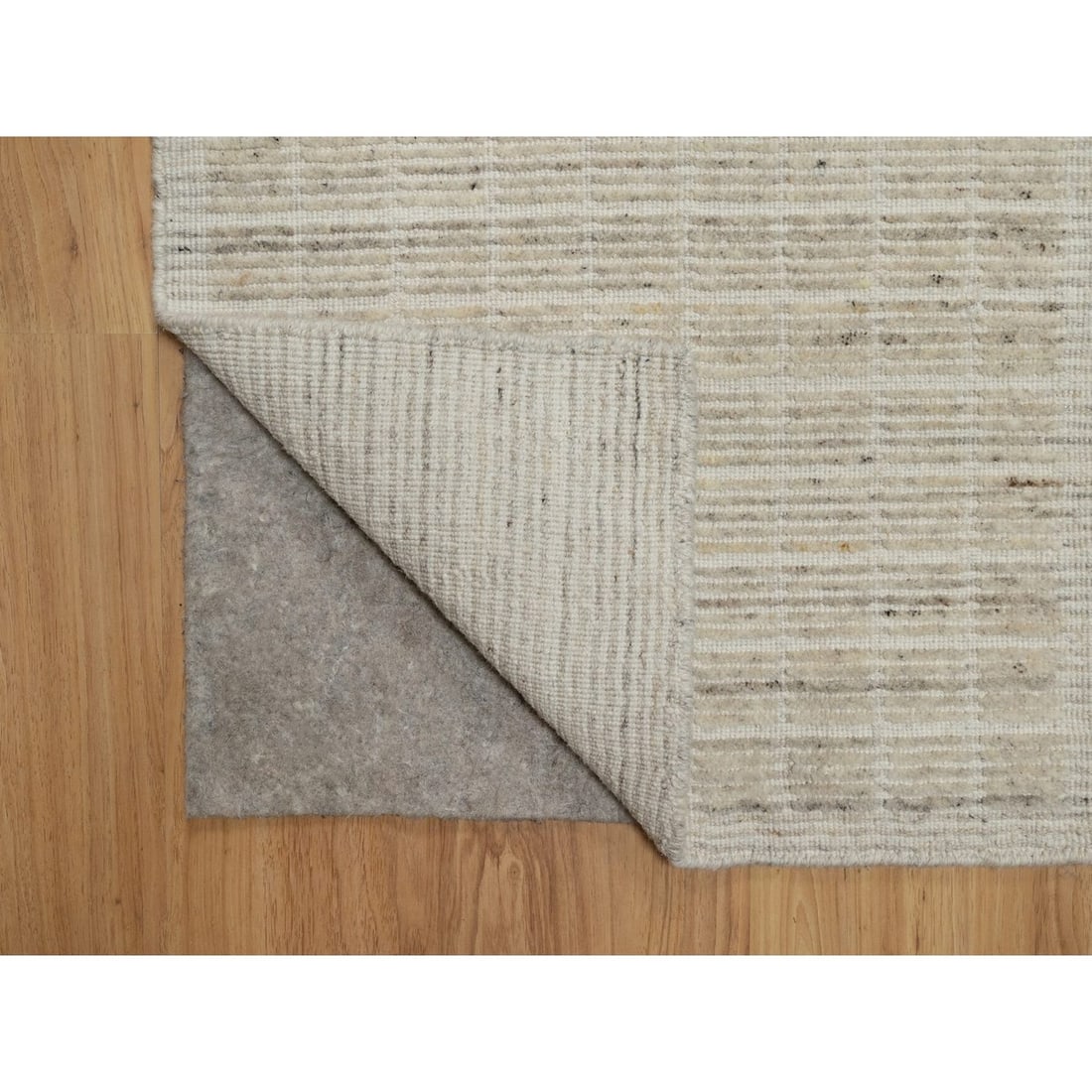 Knotted 2'x3'1" Ivory Modern Mat Rug Plain Decor Box Design Wool Loomed - 3