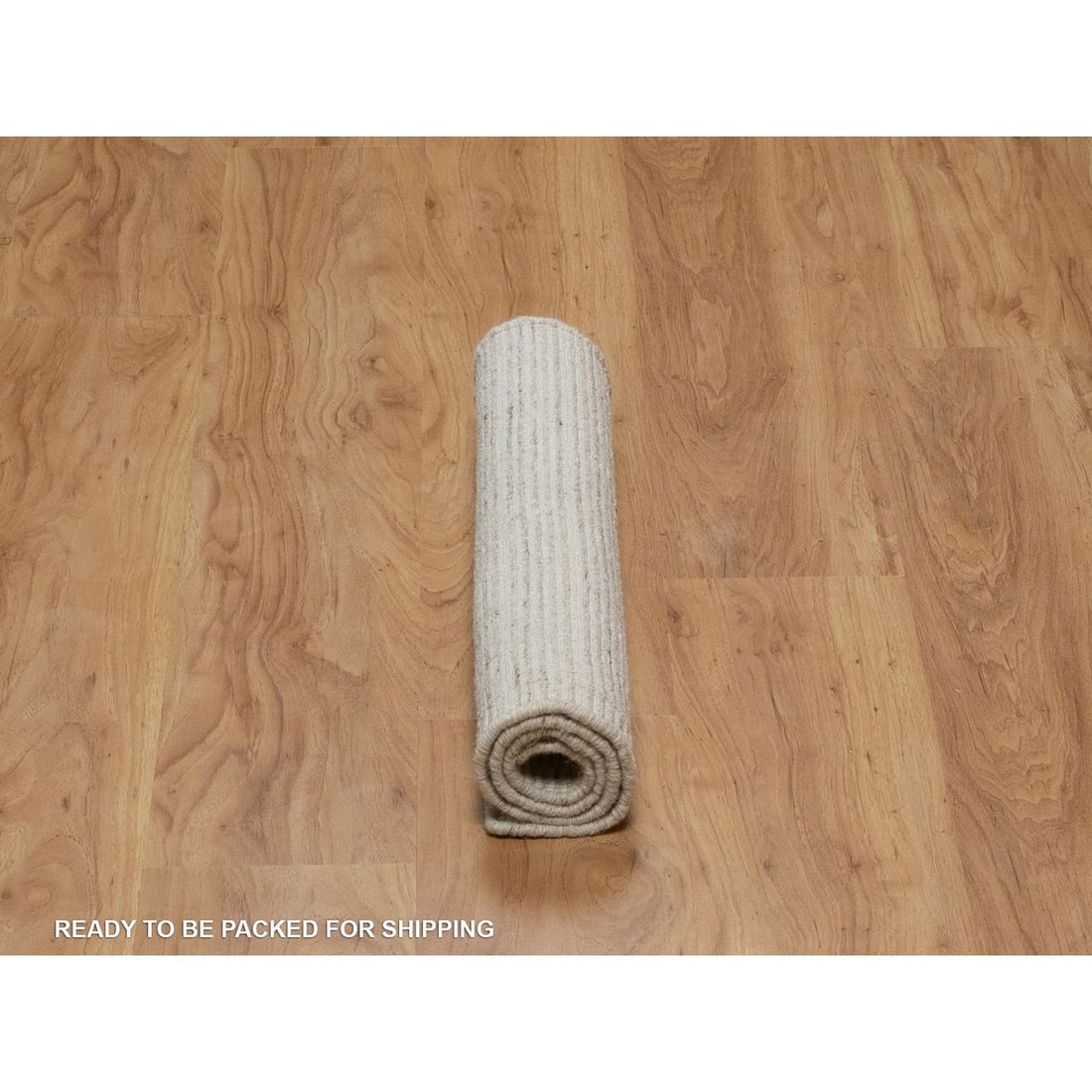 Knotted 2'x3'1" Ivory Modern Mat Rug Plain Decor Box Design Wool Loomed - 6