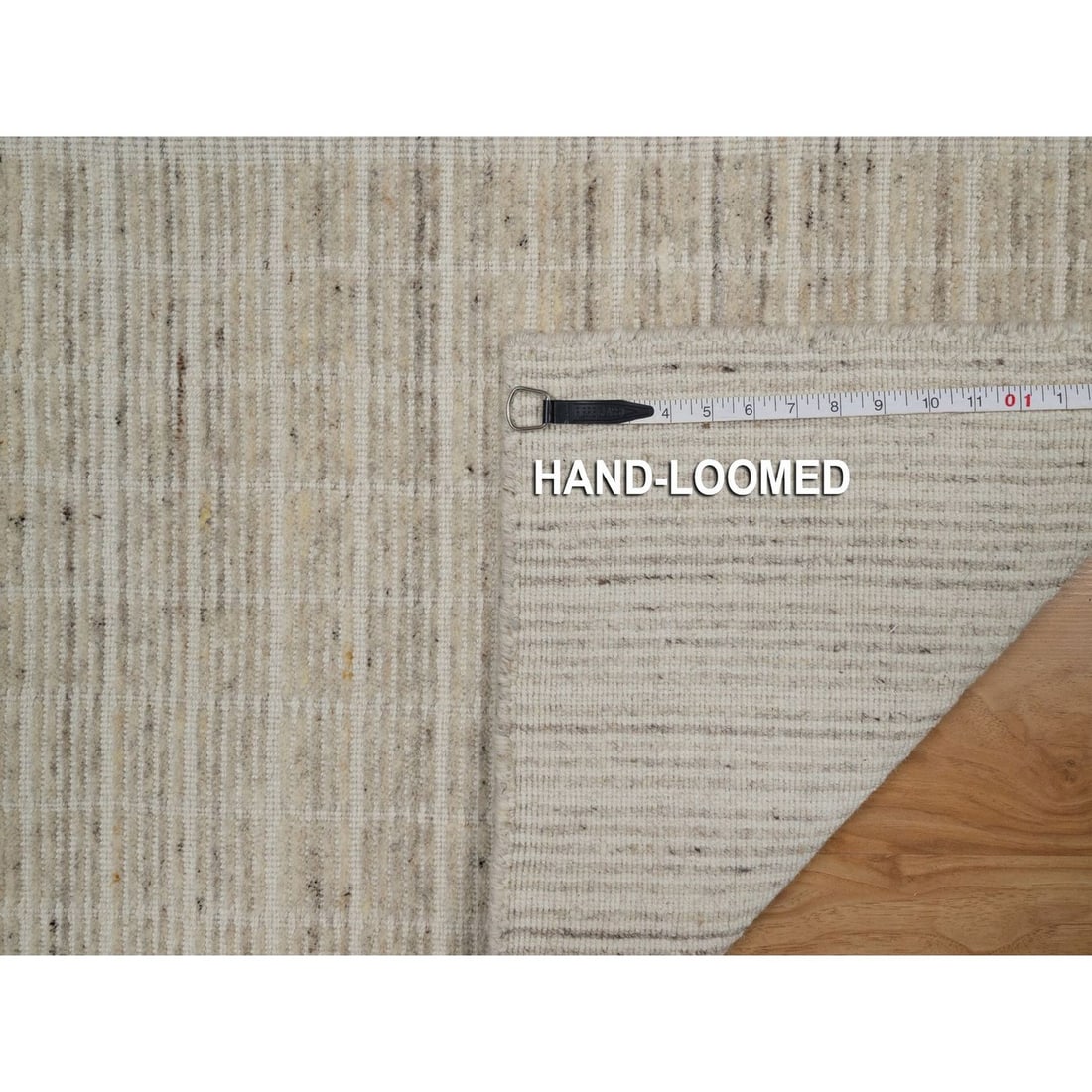 Knotted 2'x3'1" Ivory Modern Mat Rug Plain Decor Box Design Wool Loomed - 8