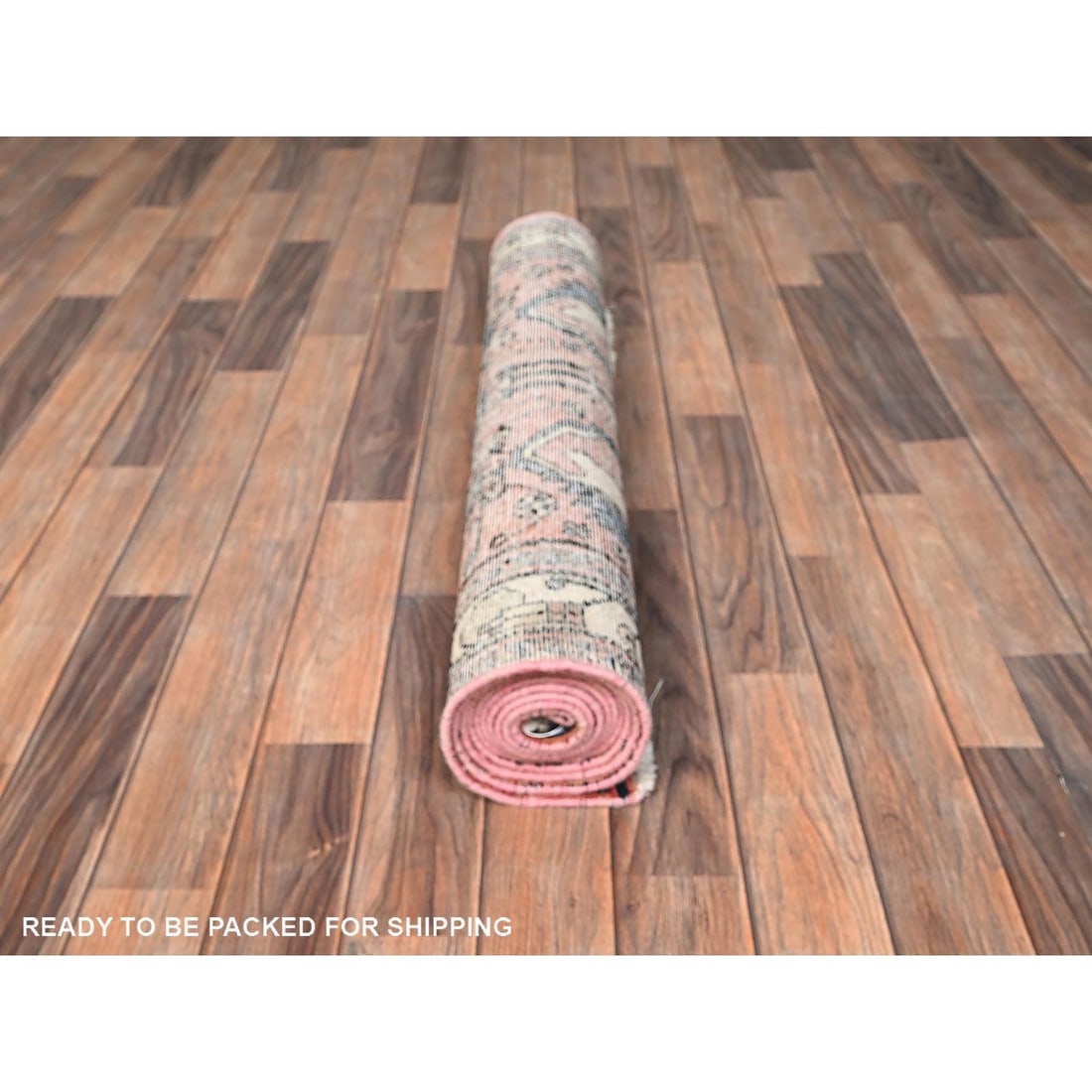 Rug 3'1"x9'9" Pink Vintage Northwest Zoroastrian Hand Knotted Wool Runner - 5