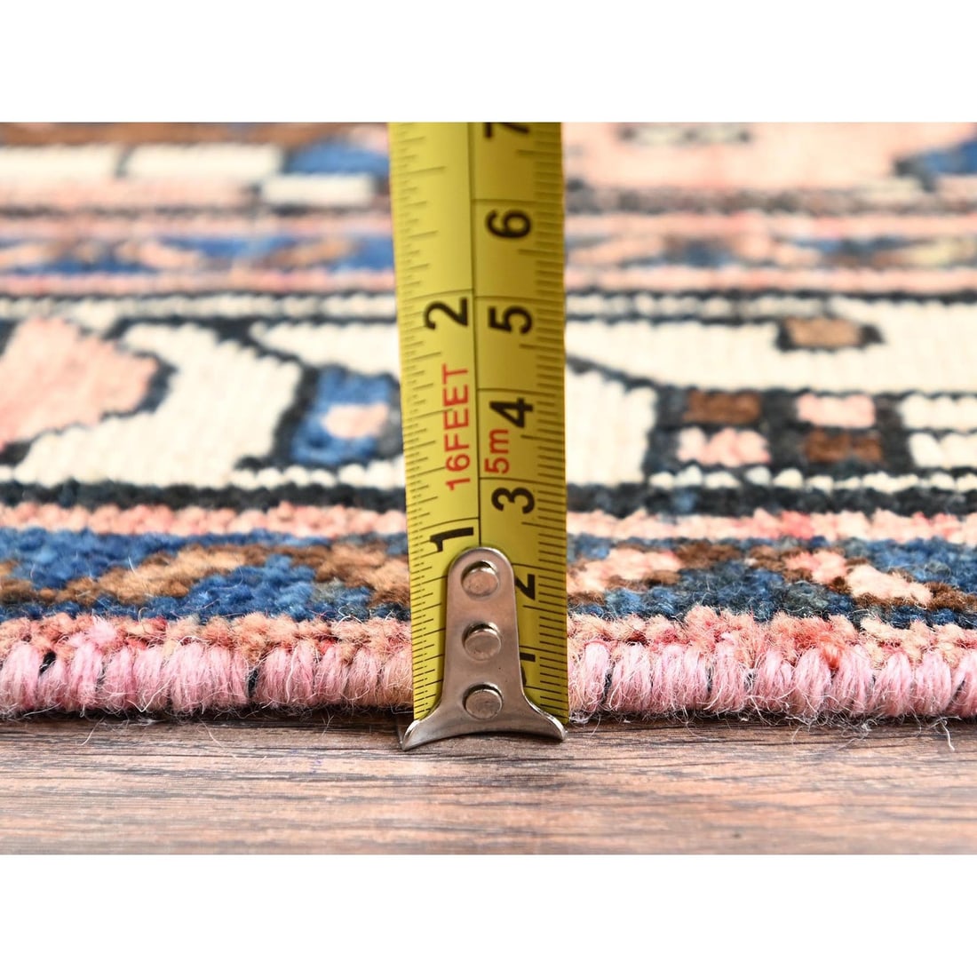 Rug 3'1"x9'9" Pink Vintage Northwest Zoroastrian Hand Knotted Wool Runner - 6