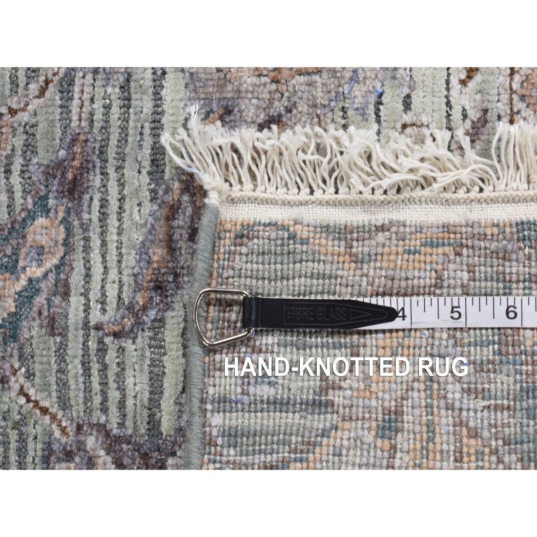 Rug 2'x3' Green Silk with Wool Mughal Design Hand Knotted Mat - 8