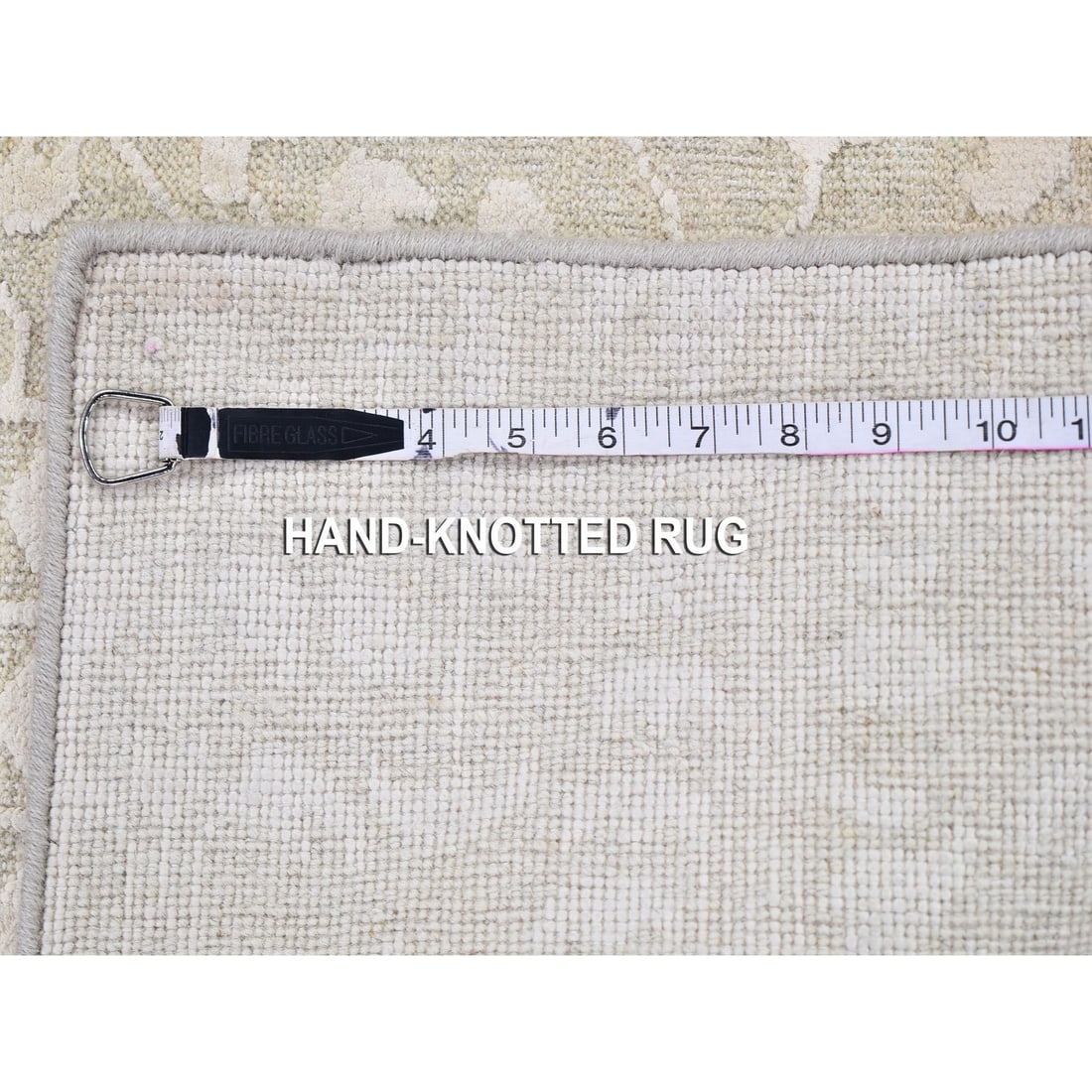 Rug 2'x3'4" Ivory Hand Knotted Pure Silk with Textured Wool Tone on Tone - 5