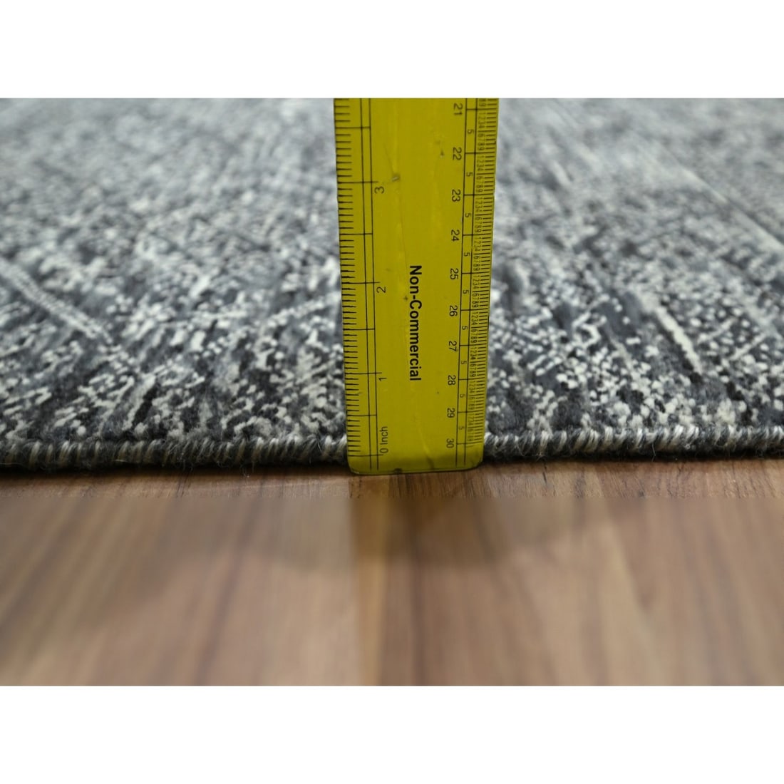 Rug 7'10"x10' Gray Intricate Geometric Design Wool and Silk Hand Knotted - 10