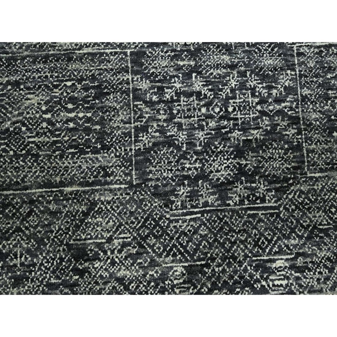Rug 7'10"x10' Gray Intricate Geometric Design Wool and Silk Hand Knotted - 8