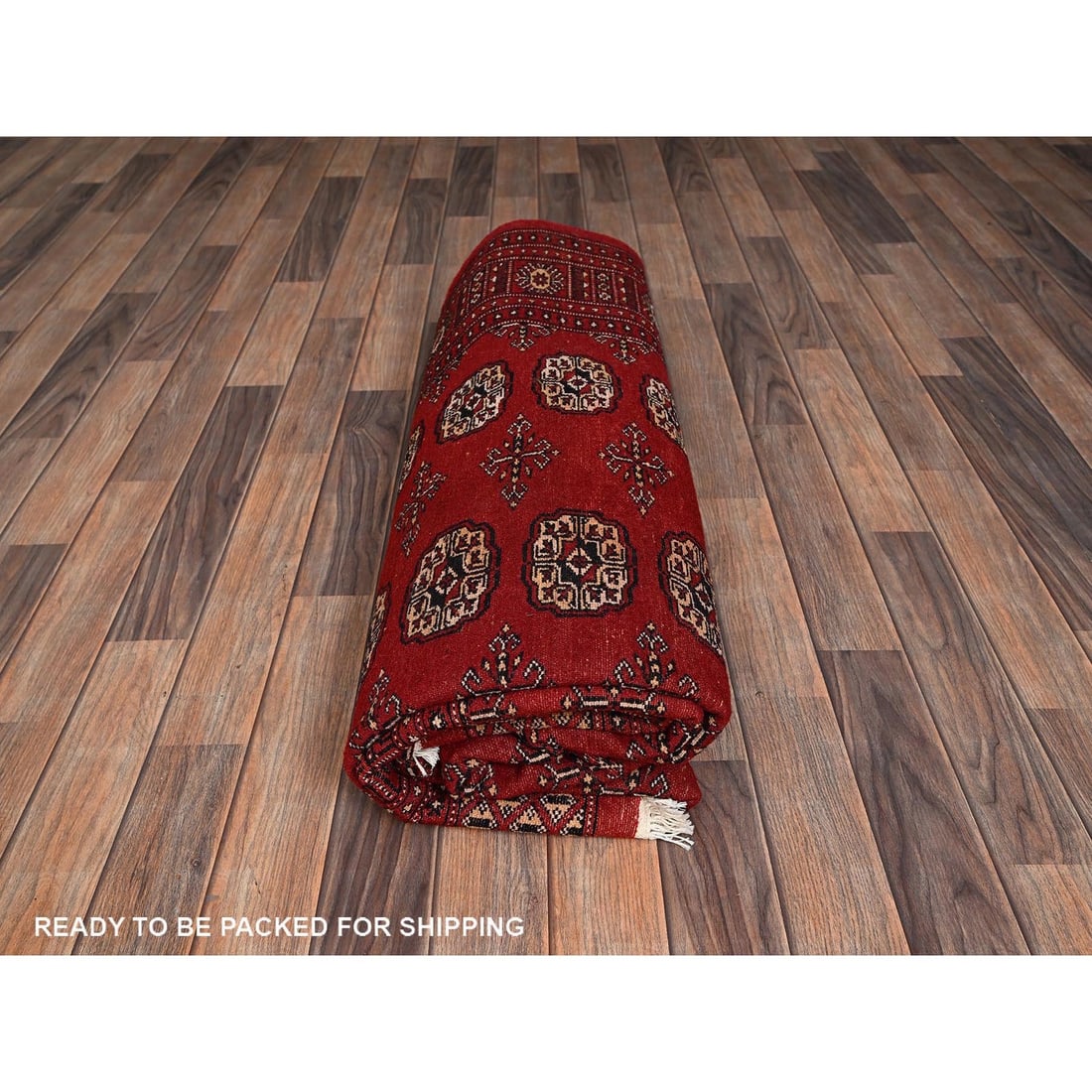 Knotted 6'x9' Red Princess Bokara Tribal Medallions Rug Soft Wool Hand - 10