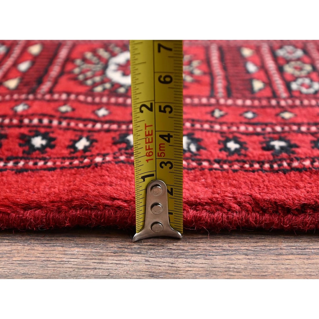 Knotted 6'x9' Red Princess Bokara Tribal Medallions Rug Soft Wool Hand - 11