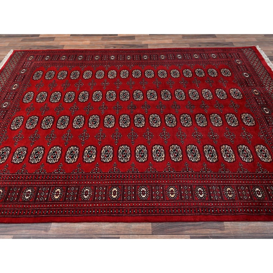 Knotted 6'x9' Red Princess Bokara Tribal Medallions Rug Soft Wool Hand - 4