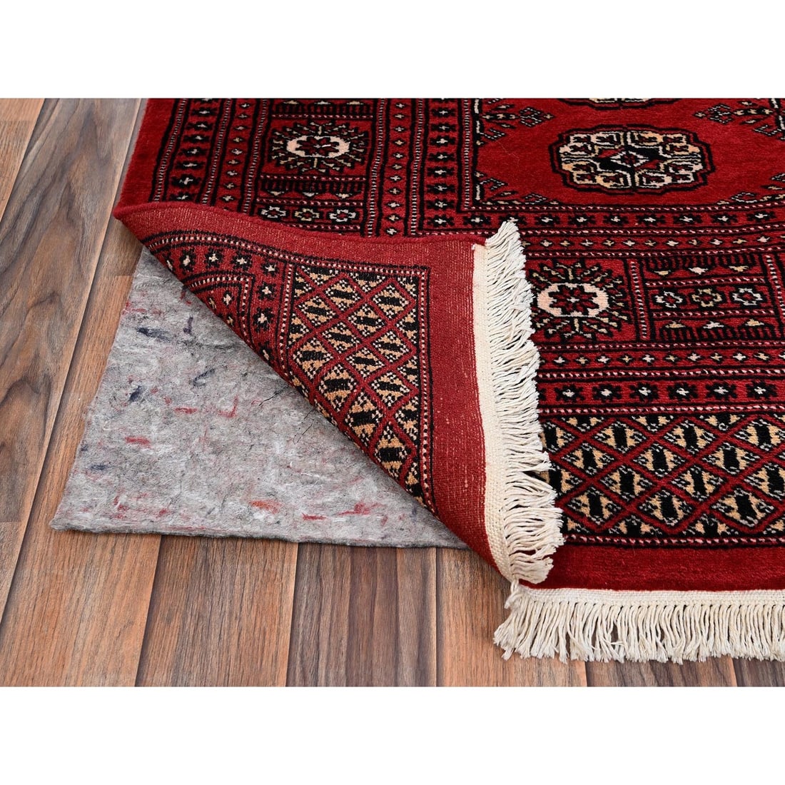 Knotted 6'x9' Red Princess Bokara Tribal Medallions Rug Soft Wool Hand - 5
