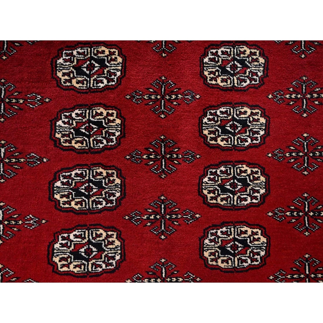 Knotted 6'x9' Red Princess Bokara Tribal Medallions Rug Soft Wool Hand - 9
