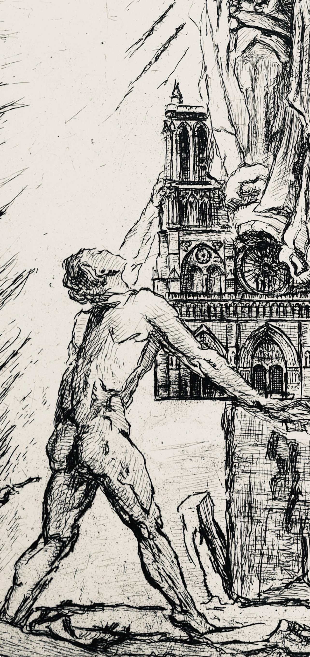 Etching - George Desvallires - Crucifix de Notre Dame - A La gloire Paris - 5