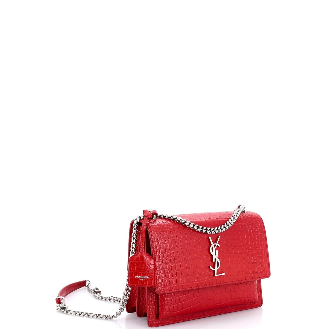 Medium Saint Laurent Sunset Crossbody Bag Crocodile Embossed Leather - 2