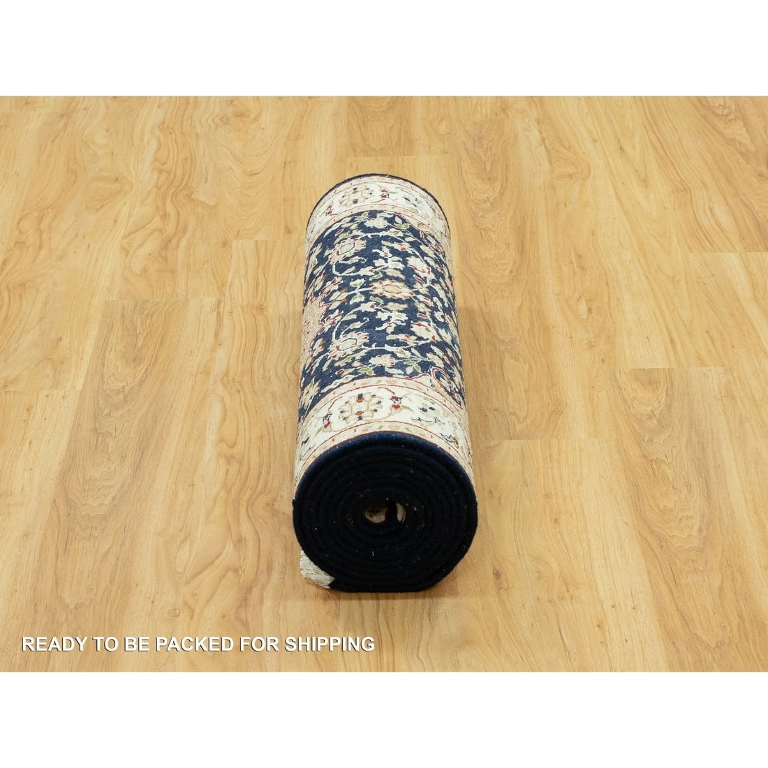 Rug 2'9"x12' Polo Blue Nain Vibrant Wool Hand Knotted Oriental Runner - 6