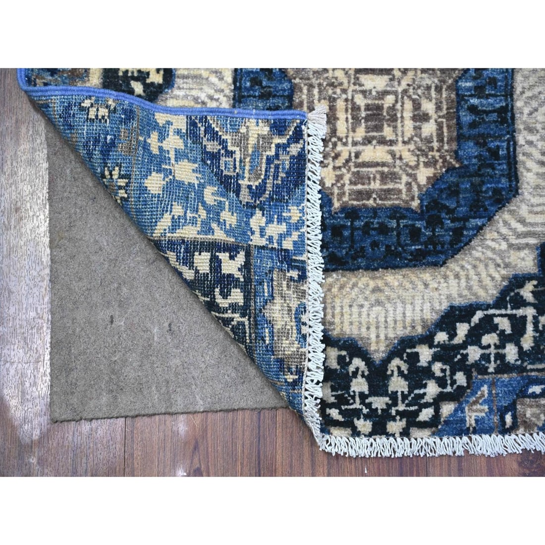 Rug 2'4"x6'8" Blue Fine Aryana Soft Wool Hand Knotted Oriental - 2