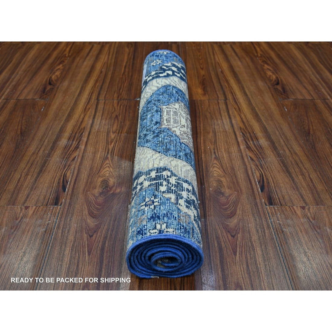 Rug 2'4"x6'8" Blue Fine Aryana Soft Wool Hand Knotted Oriental - 4