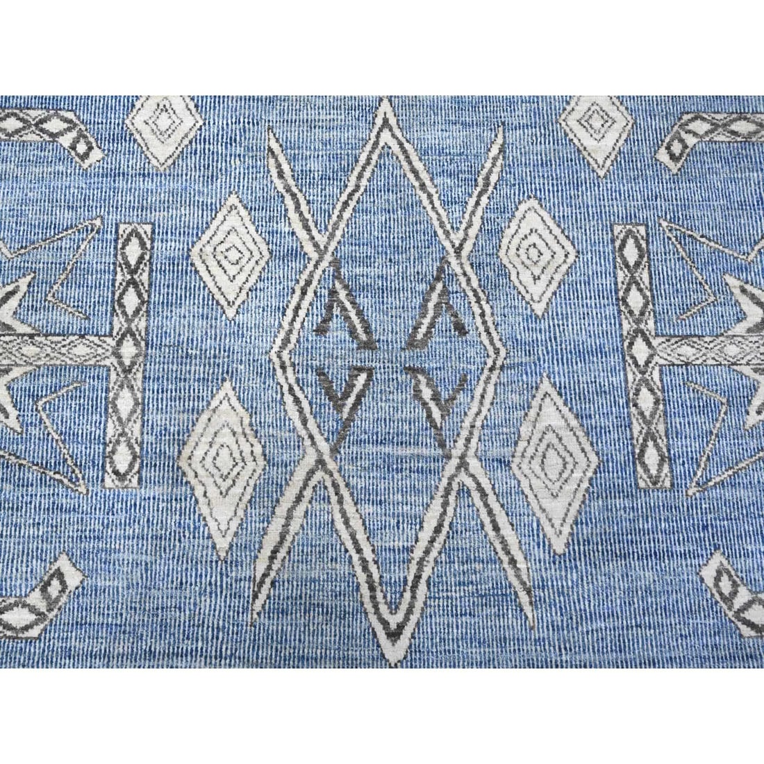 Rug 8'x9'8" Bdazzled Blue Snowflake Geometric Design Oriental - 9