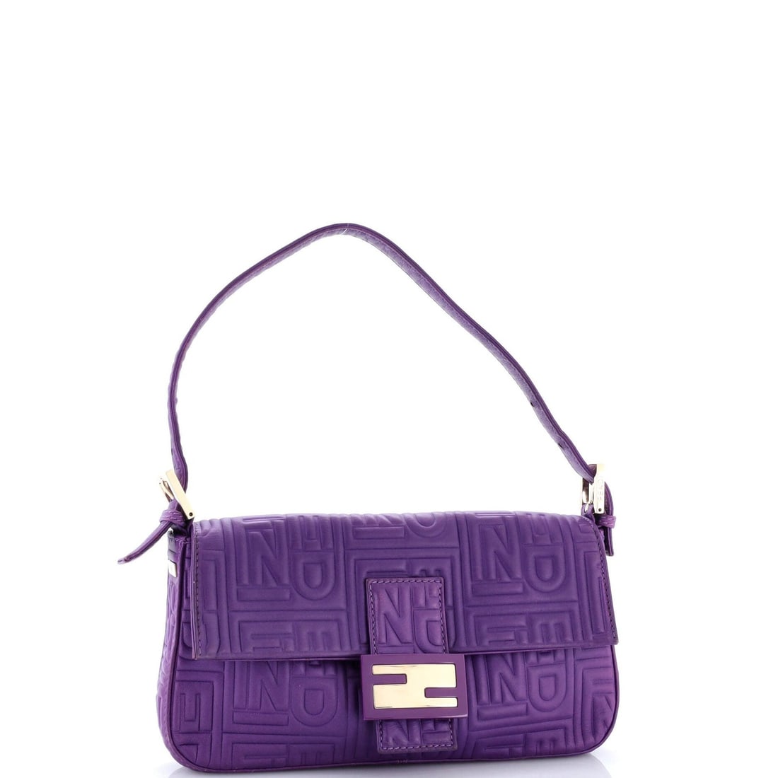 Small Fendi Baguette Bag Logo Embossed Leather - 2