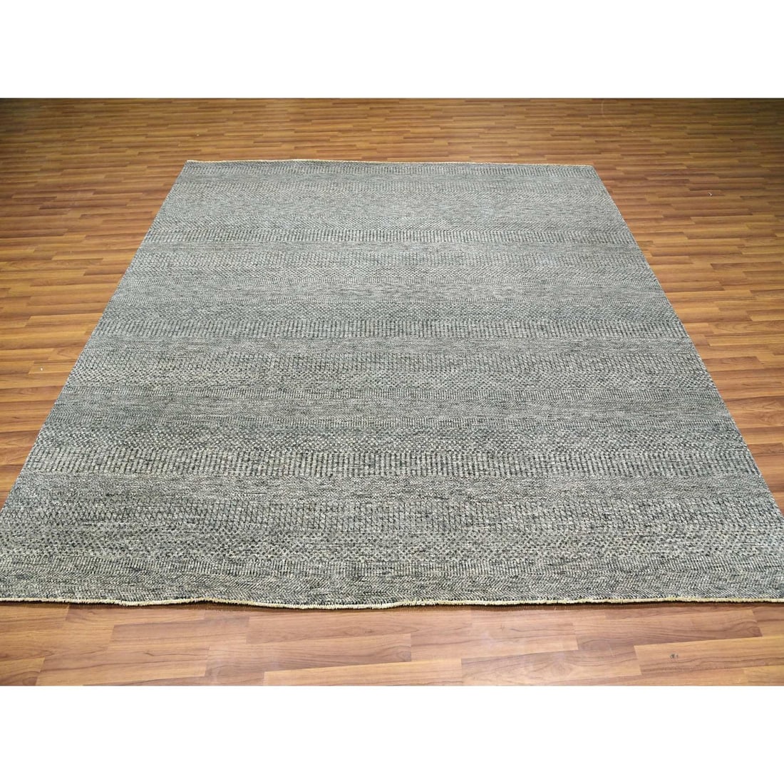 Rug 8'x8' Glacier Gray Modern Grass Hand Knotted Wool Square Oriental - 2