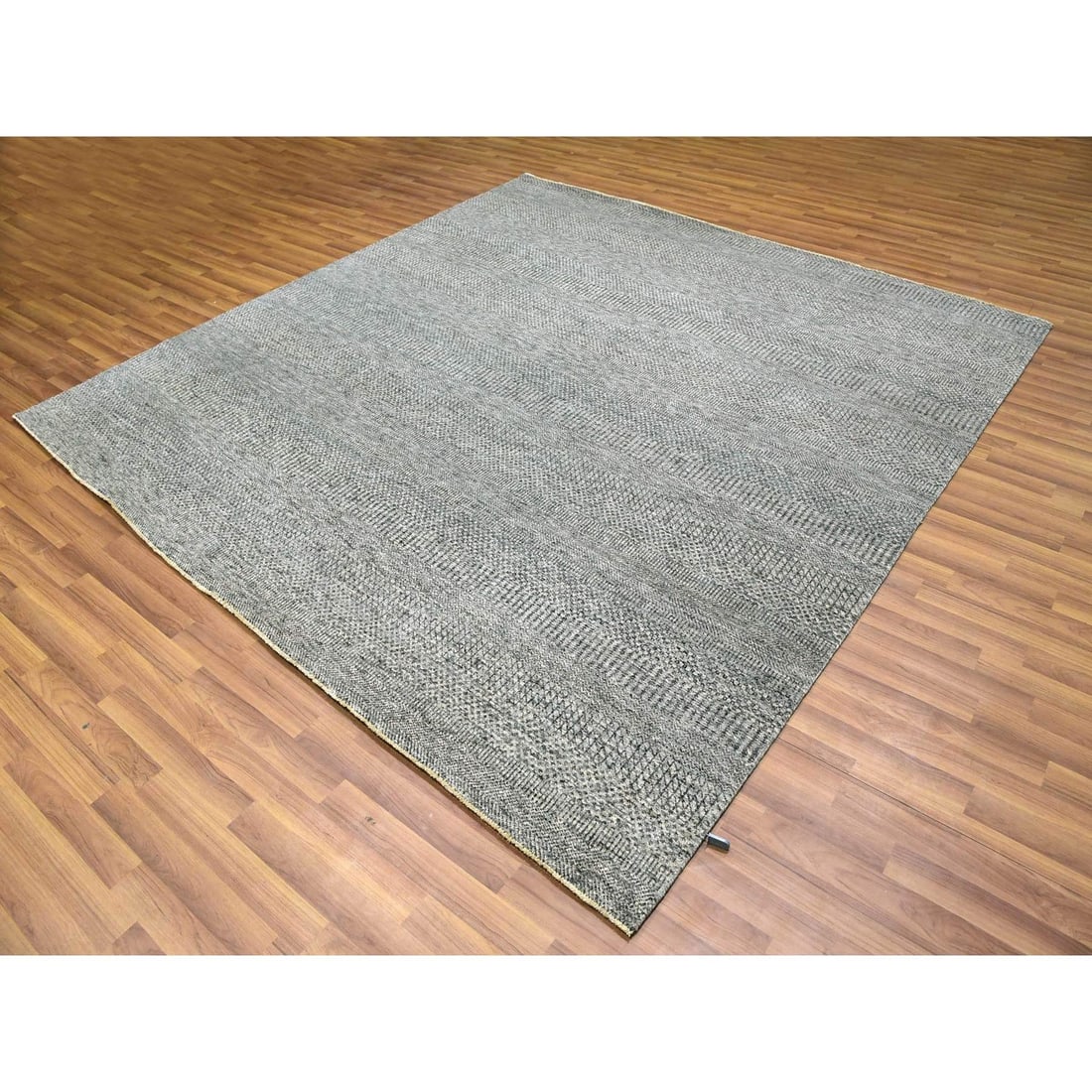 Rug 8'x8' Glacier Gray Modern Grass Hand Knotted Wool Square Oriental - 3