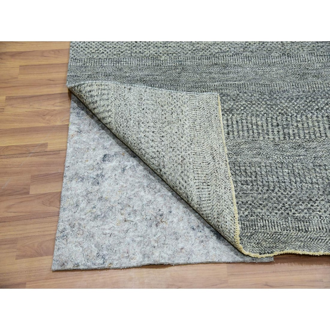Rug 8'x8' Glacier Gray Modern Grass Hand Knotted Wool Square Oriental - 4