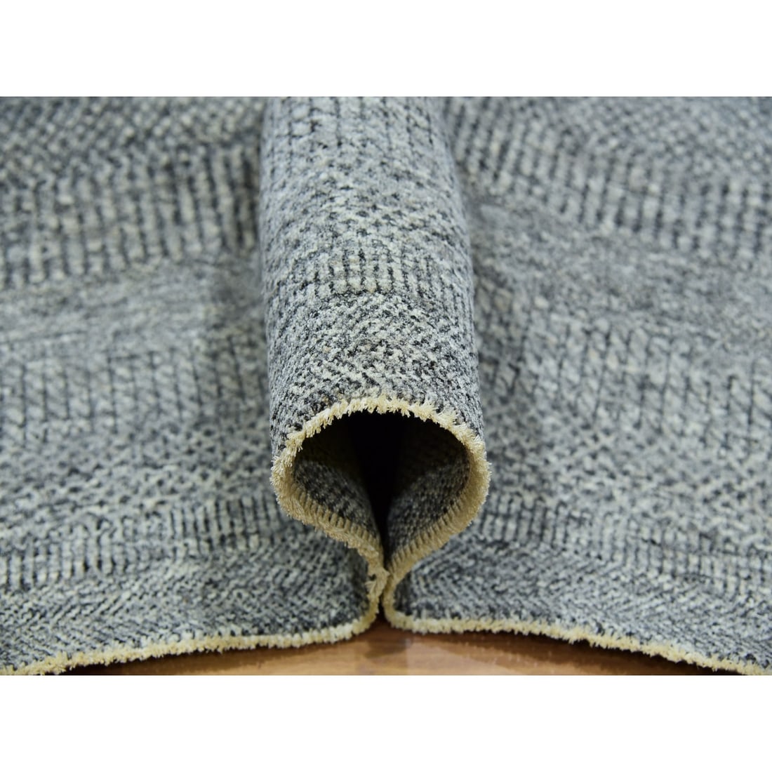 Rug 8'x8' Glacier Gray Modern Grass Hand Knotted Wool Square Oriental - 5