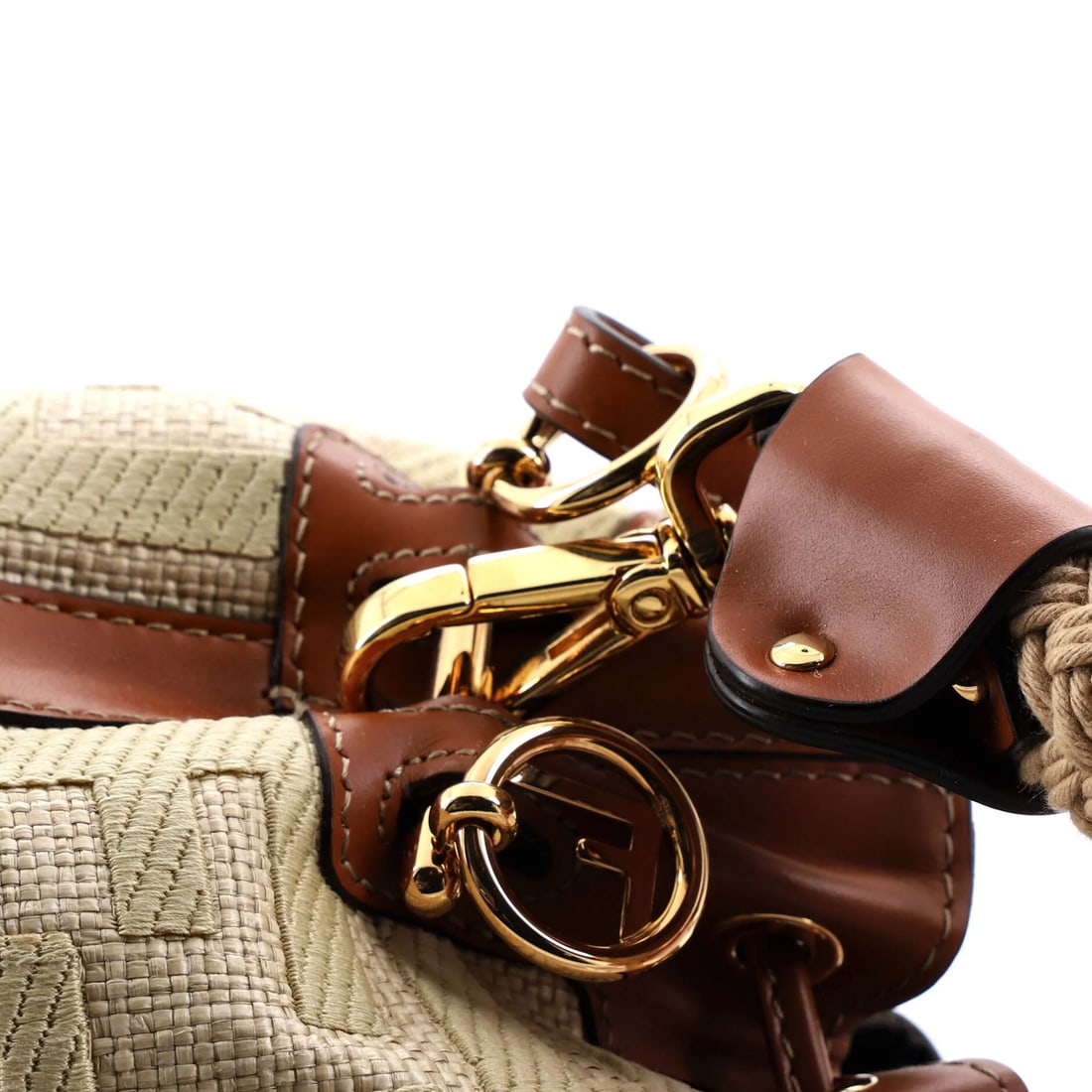 Mini Fendi Woven Handle Mon Tresor Bucket Bag Zucca Embroidered Canvas - 8