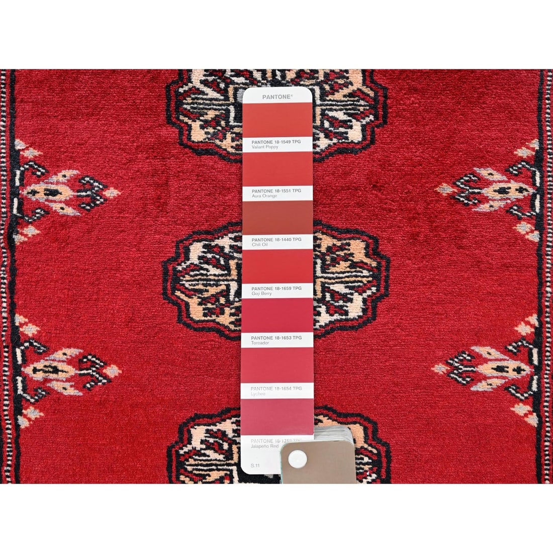 Knotted 2'7"x6'3" Red Princess Bokara Tribal Medallions Rug Soft Wool Hand - 4
