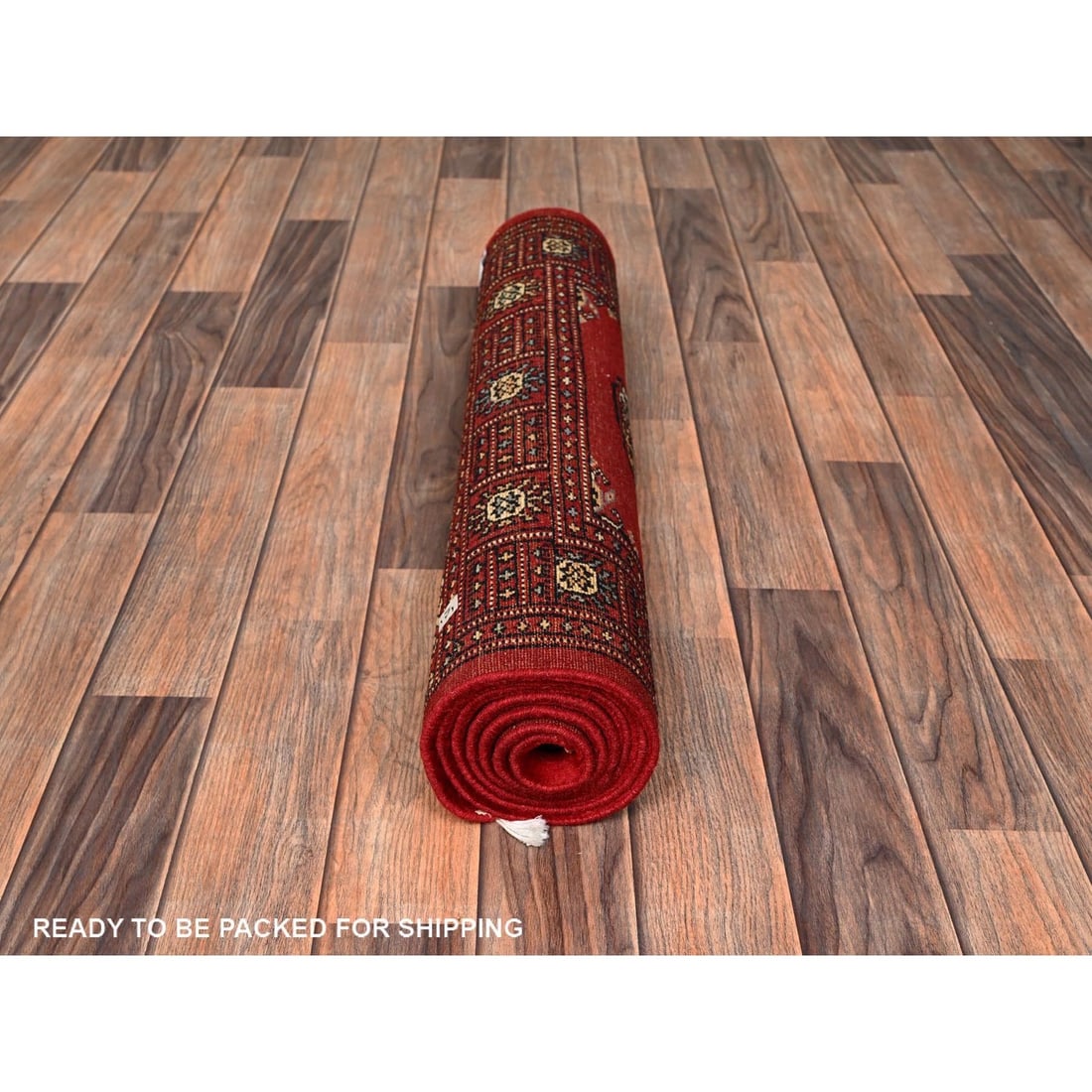 Knotted 2'7"x6'3" Red Princess Bokara Tribal Medallions Rug Soft Wool Hand - 5