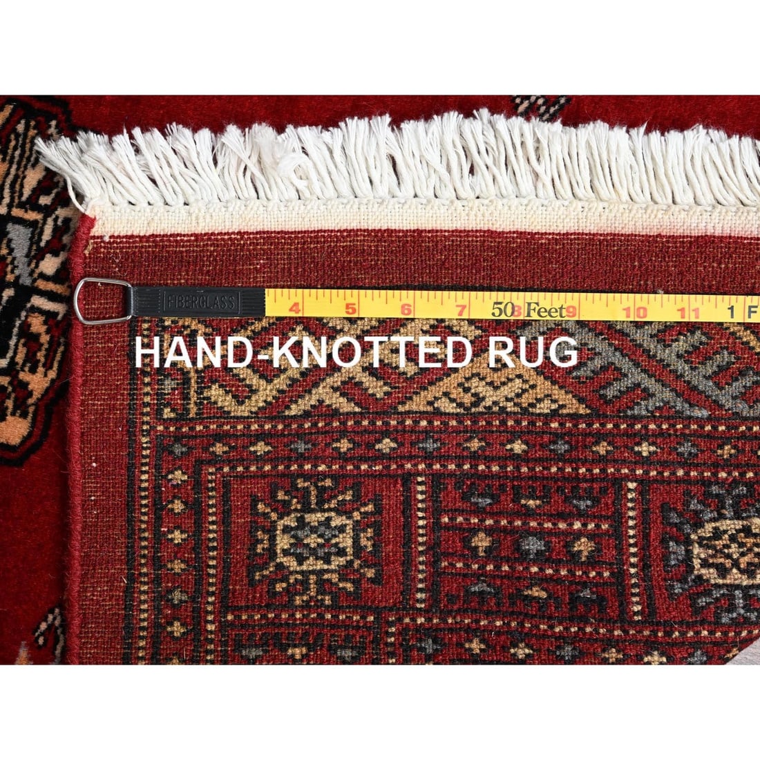 Knotted 2'7"x6'3" Red Princess Bokara Tribal Medallions Rug Soft Wool Hand - 7