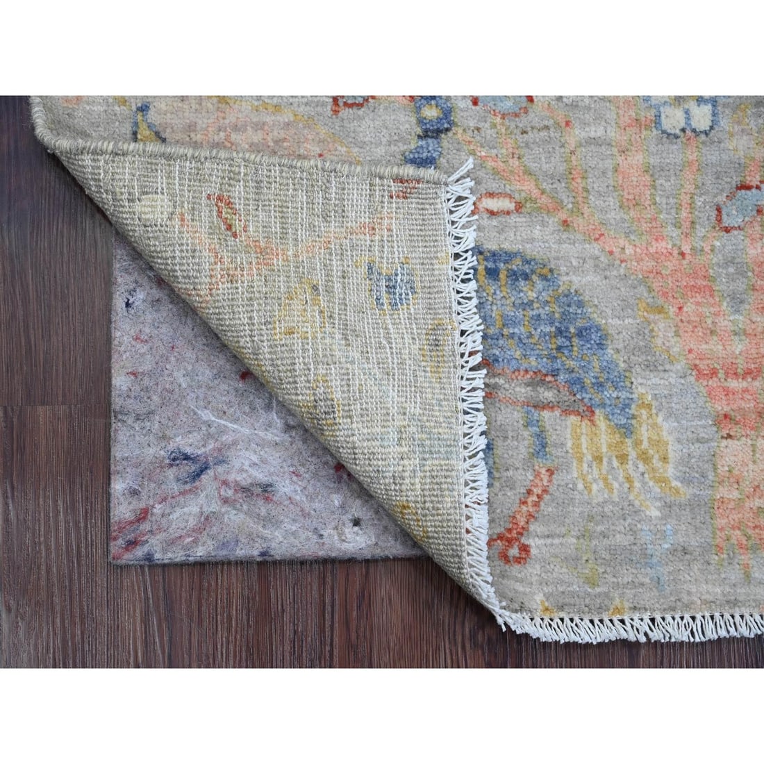 Rug 2'1"x3'1" Gray Afghan Peshawar Birds Design Hand Knotted Wool Sample - 2