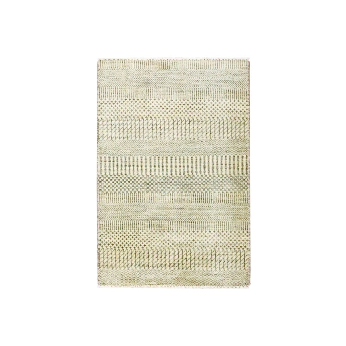 Rug 2'x3' Beige Modern Grass Design Wool with touch of Silk Hand Knotted (1 of 5)