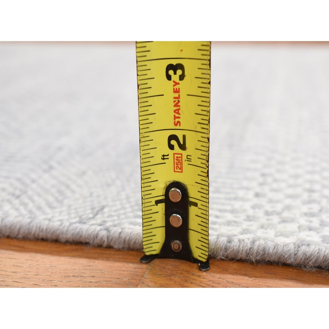 Rug 2'6"x12' Blue Grass Design Hand Knotted Wool and Silk Modern Runner - 7