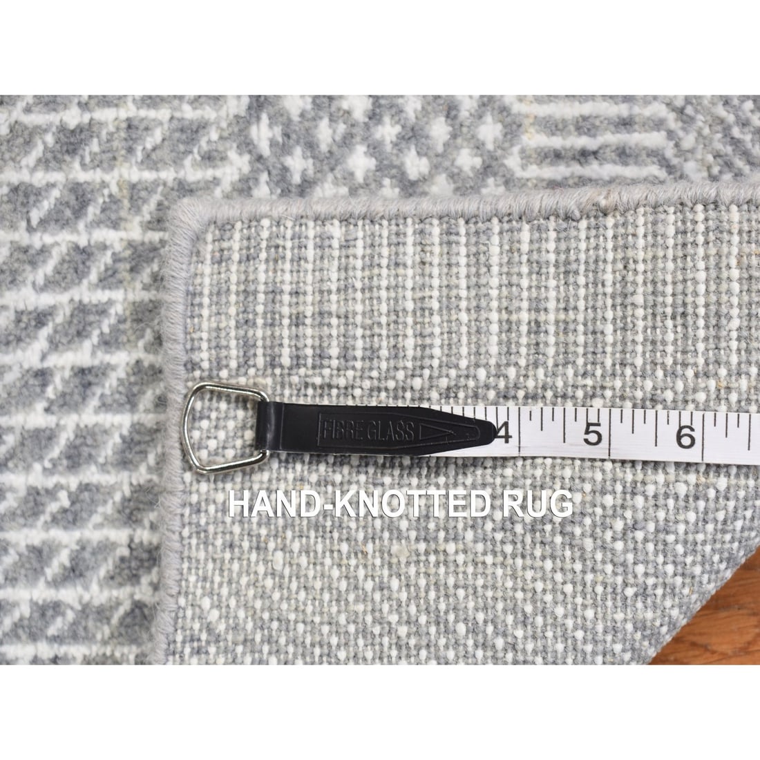 Rug 2'6"x12' Blue Grass Design Hand Knotted Wool and Silk Modern Runner - 8