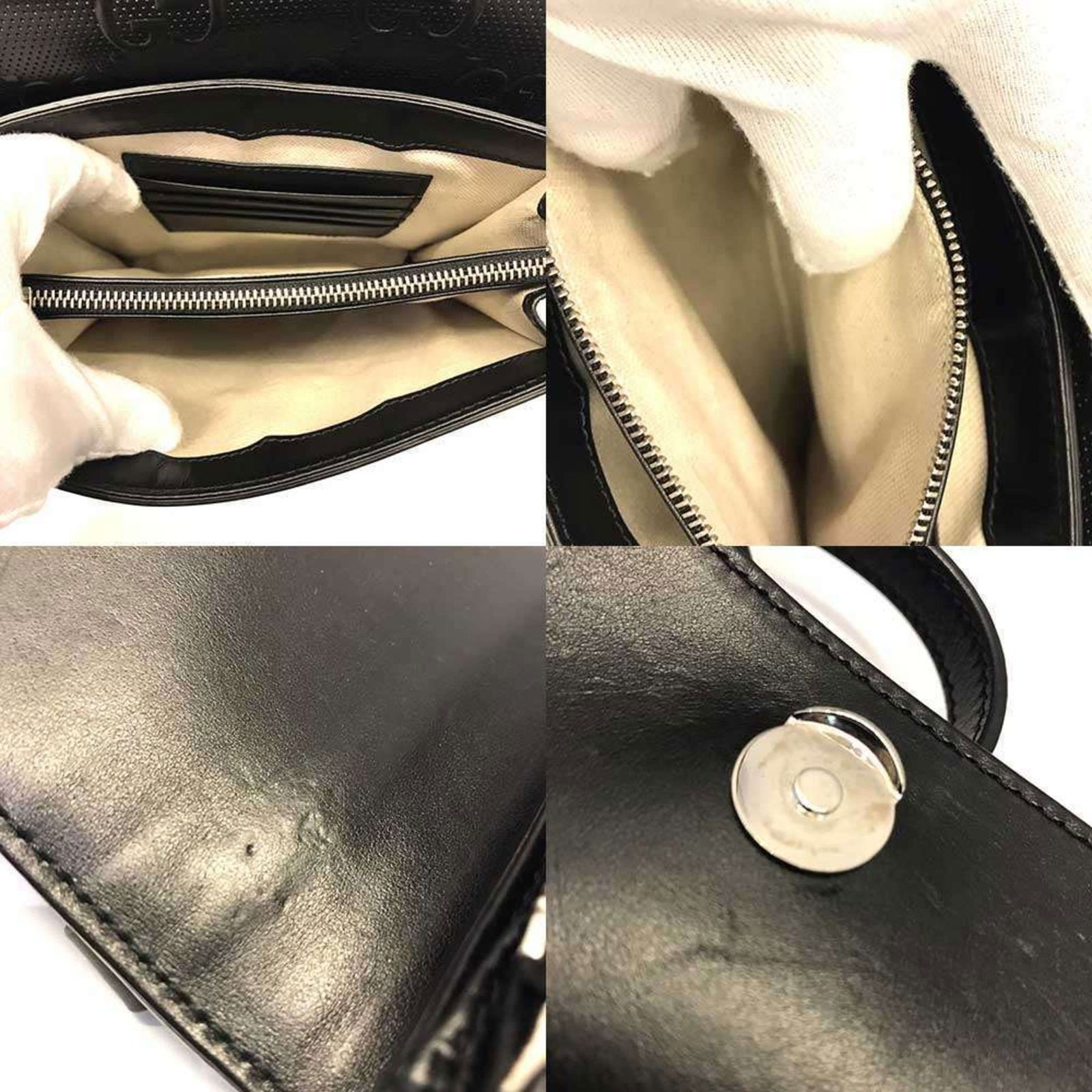 Leather Gucci Shoulder Bag Gg - 6