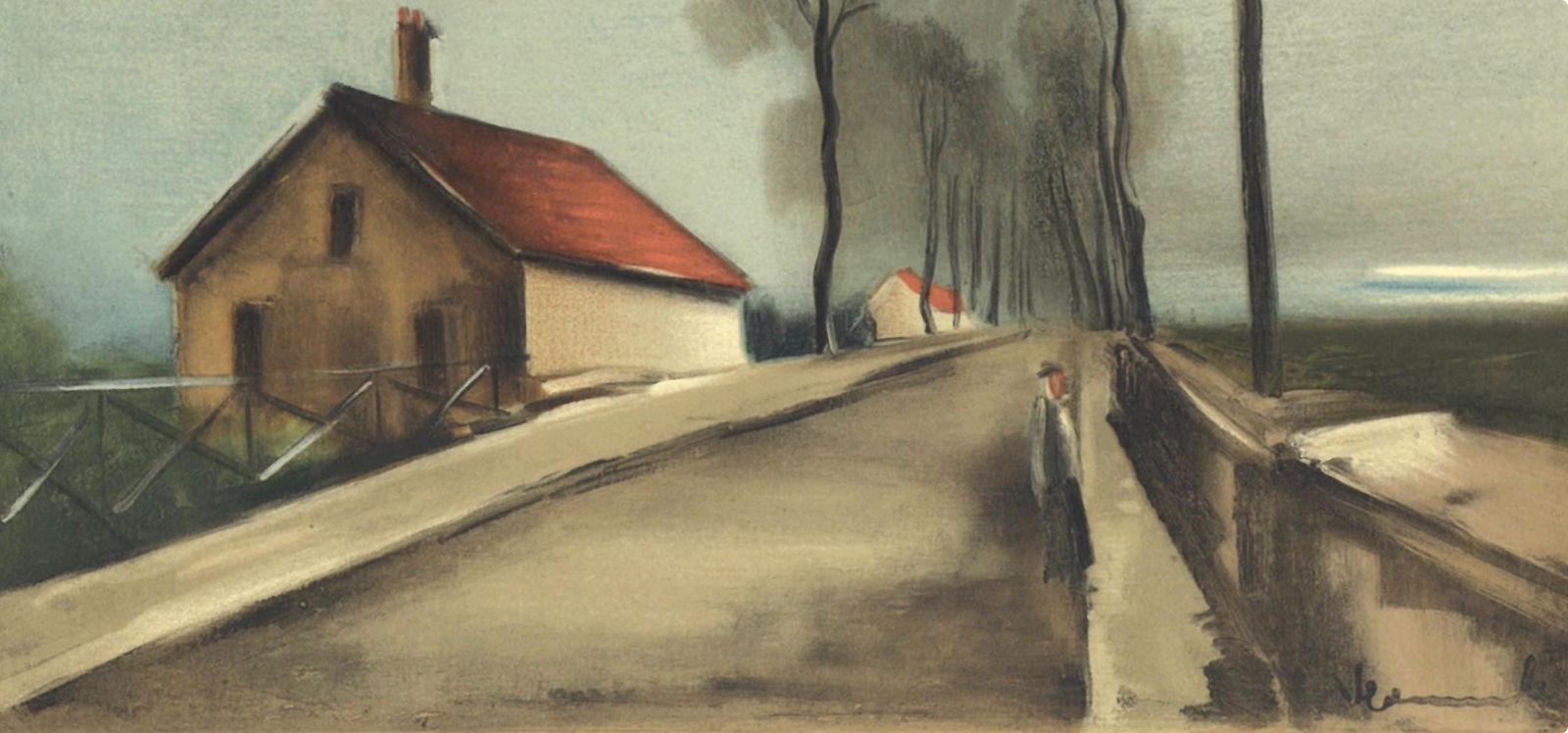 Lithograph - Maurice de Vlaminck - La route de Brezolles - Vlaminck - Signed - 3