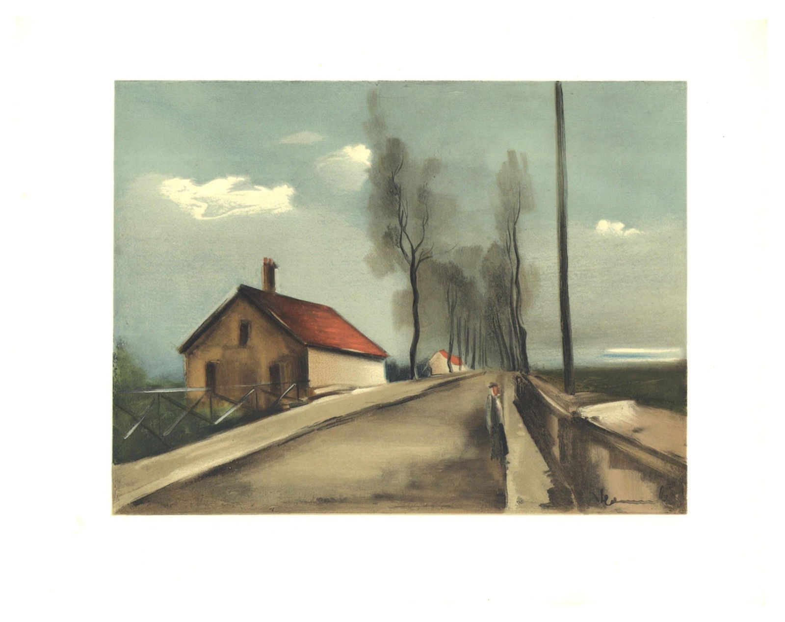 Lithograph - Maurice de Vlaminck - La route de Brezolles - Vlaminck - Signed - 5