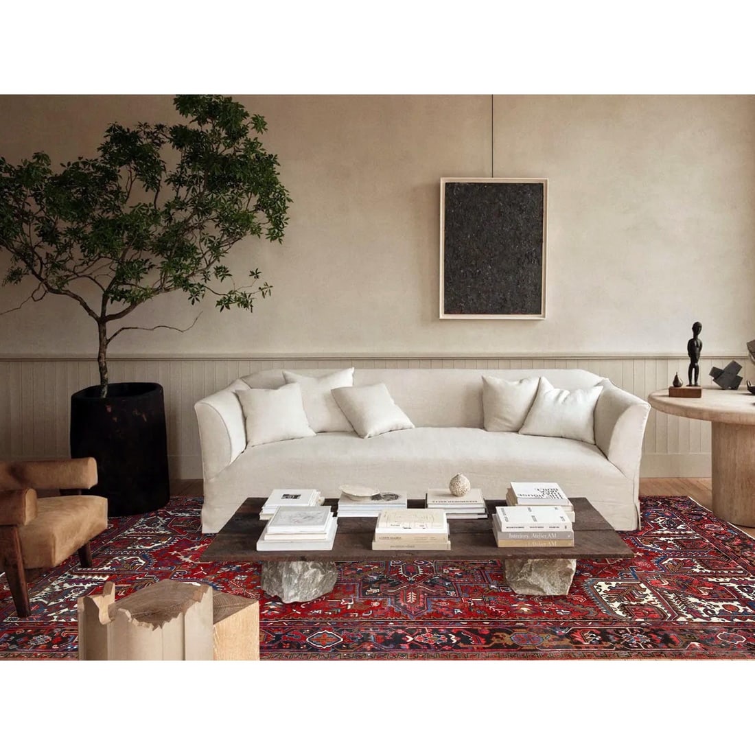 Rug 8'2"x10'10" Red Centre Geometric Medallion Cropped Thin Oriental - 2