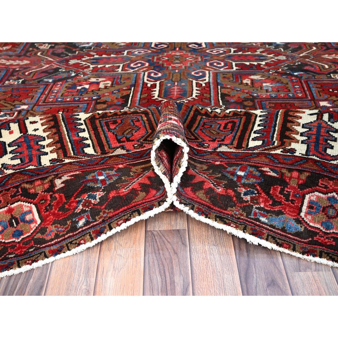 Rug 8'2"x10'10" Red Centre Geometric Medallion Cropped Thin Oriental - 6